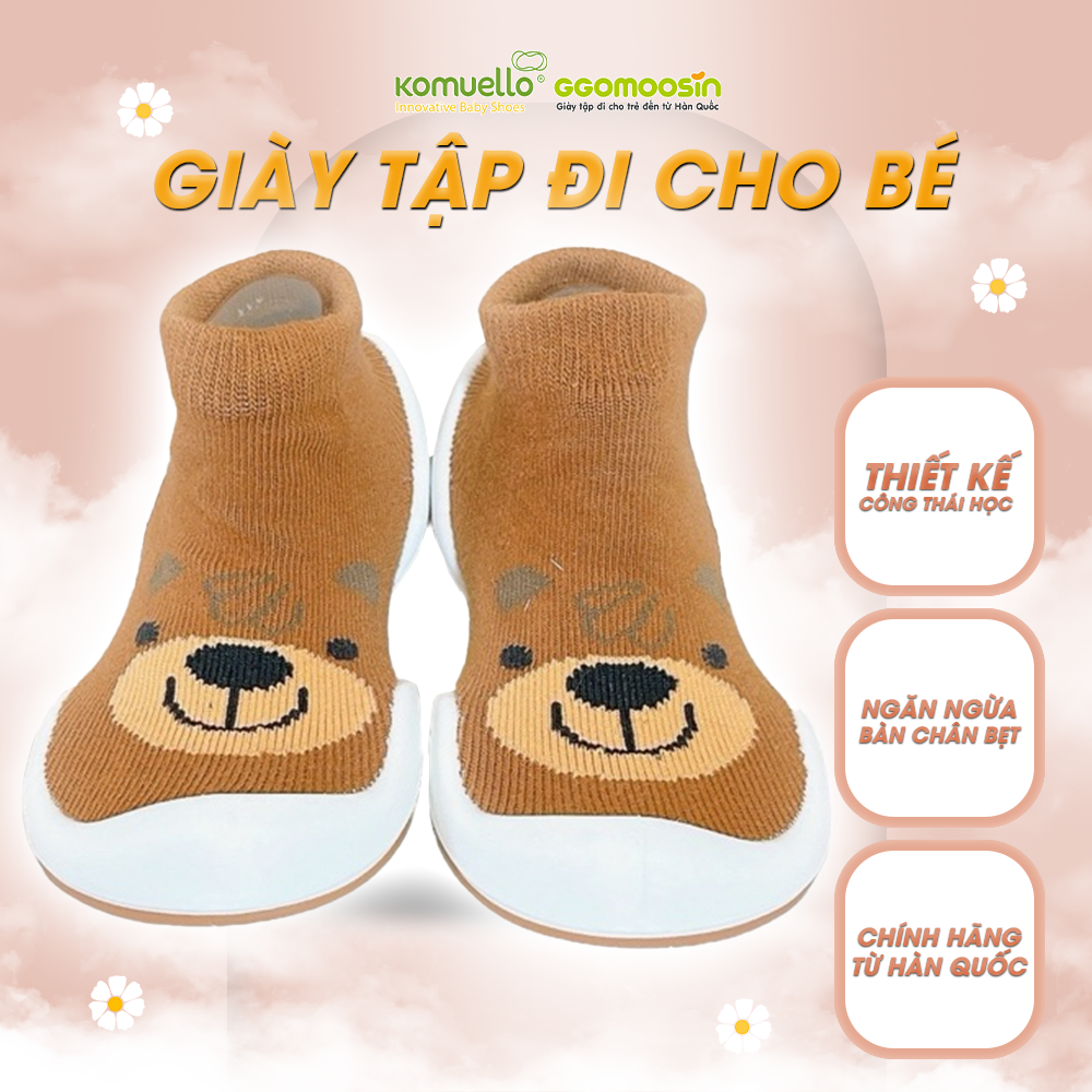 Chính hãng ggomoosin giày tập đi cho bé cưng brown bear