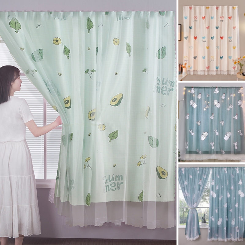 KIOOK Rèm cửa dán tường chống nắng rèm cửa sổ phòng ngủ 2 Lớp màn cửa dán tường lắp đặt không khoan đục rèm dán cửa sổ rèm che phòng ngủ dán tường mang che phòng ngủ trang trí cửa sổ rèm cửa dán Nhà Cửa cao cấp màn cửa sổ