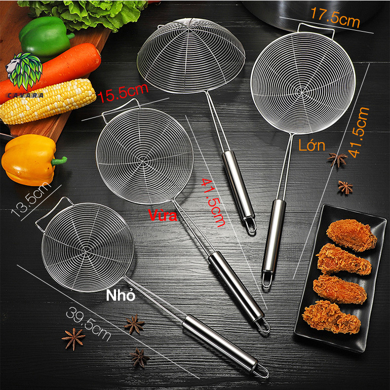 Vợt Lưới Rổ Lọc Thức Ăn Đa Chức Năng Cho Nhà Bếp Vá Sạn Vợt INOX SUS304 FM05