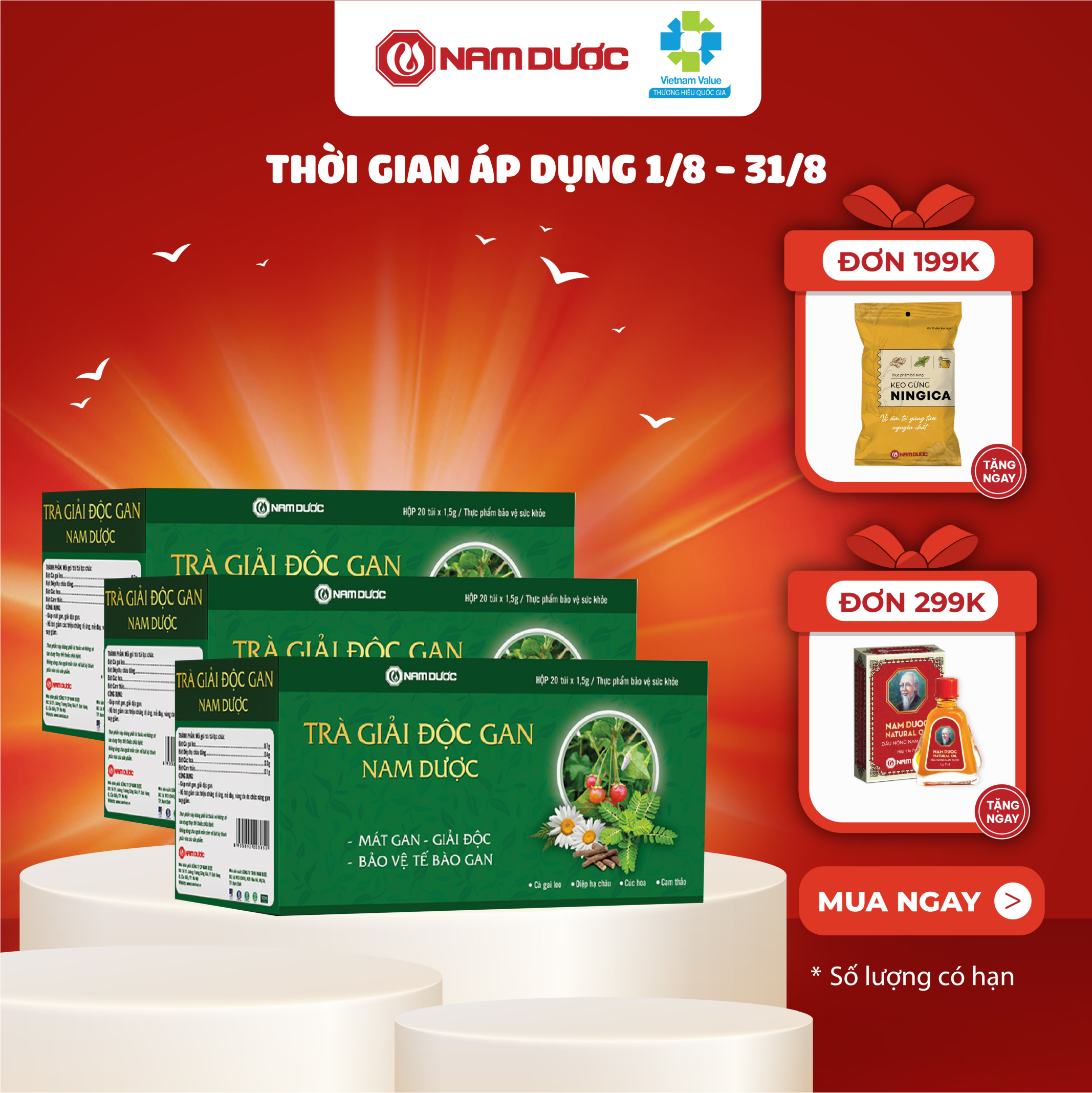 Trà giải độc gan Nam Dược thanh nhiệt, giải độc, bảo vệ tế bào và tăng cường chức năng gan