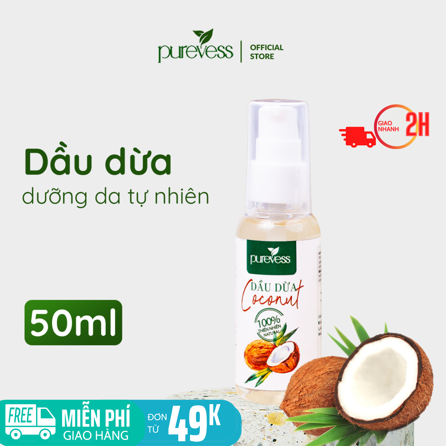 Dầu Dừa Purevess - Dầu dưỡng tóc - Dầu dưỡng body