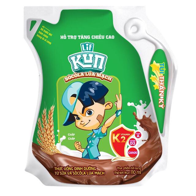 SỮA LIF KUN TÚI THẦN KỲ VỊ SOCOLA LÚA MẠCH 110ML