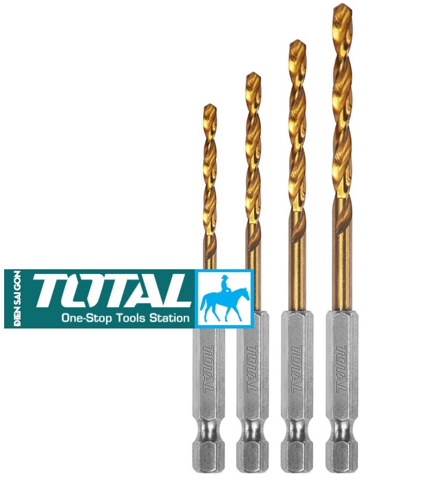 Bộ 4 mũi khoan kim loại đuôi lục giác 1.5mm 2.5mm 3.5mm 4mm total tacsd4041