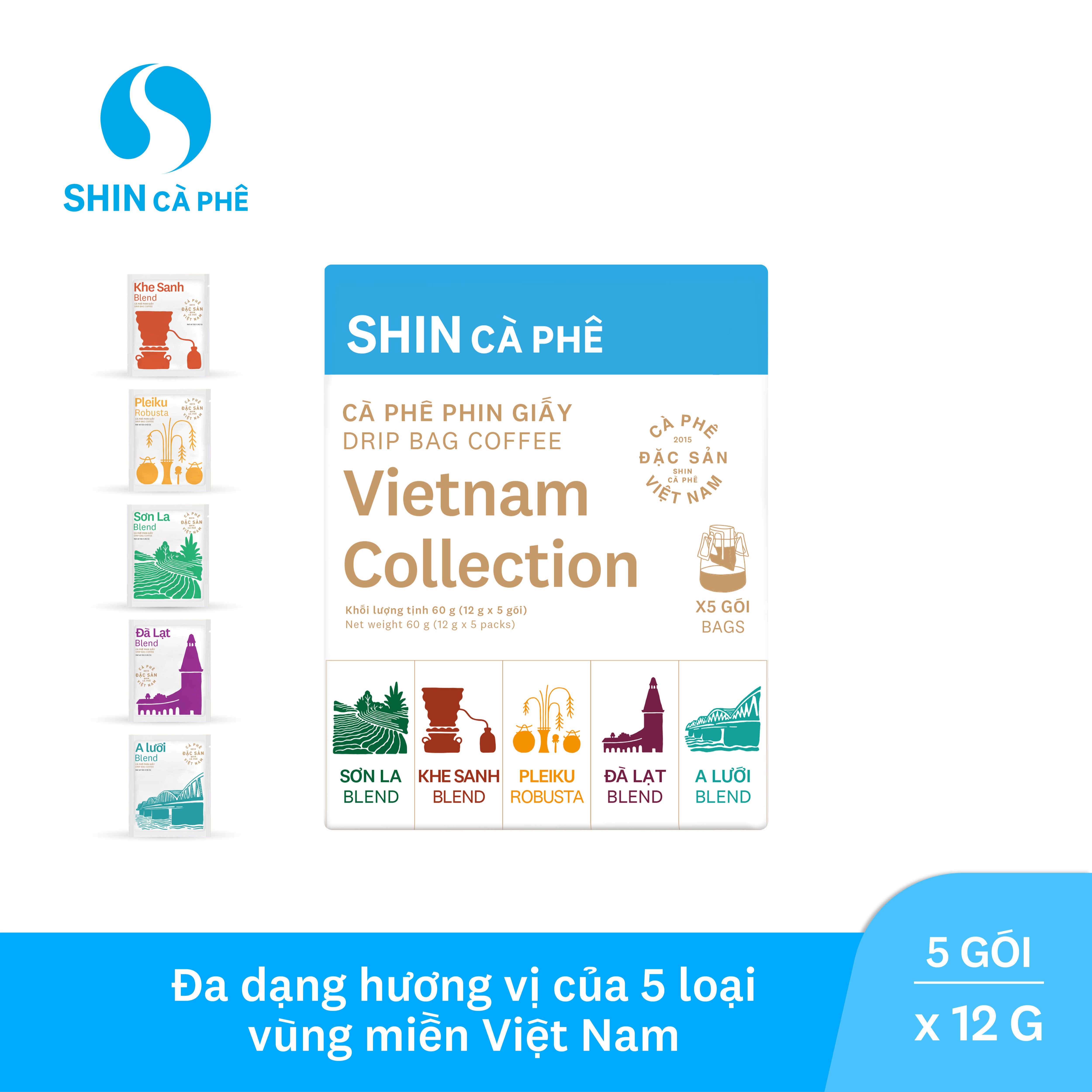 SHIN Cà Phê - Vietnam Collection Phin giấy tiện lợi - Hộp 5 gói