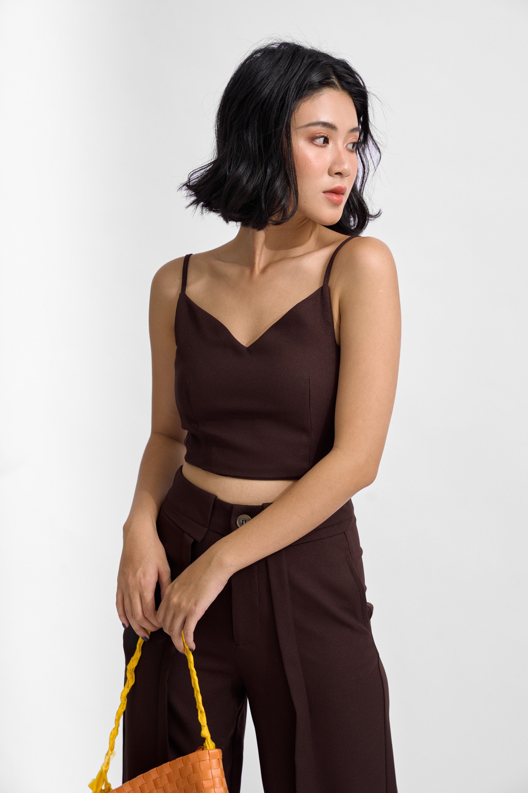Bộ croptop MAYBI quần dài chất cát,line