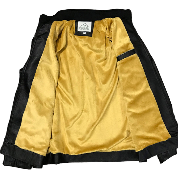 Áo khoác da lót lông hiệu SITAKI cao cấp( có túi trong) đảm bảo không bong tróc AD28