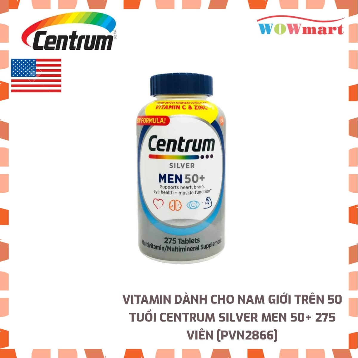 Vitamin dành cho nam giới trên 50 tuổi Centrum Silver Men 50+ 275 viên - [MỸ]