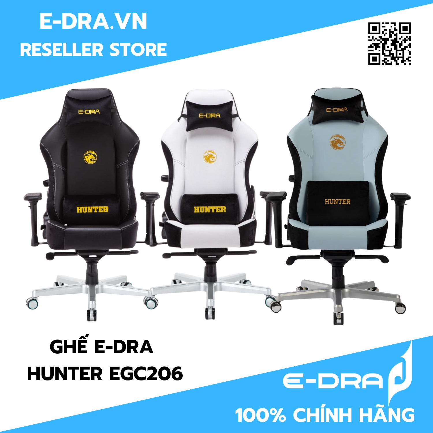 Ghế chơi game, ghế gaming E-Dra Hunter EGC206 - Hàng chính hãng