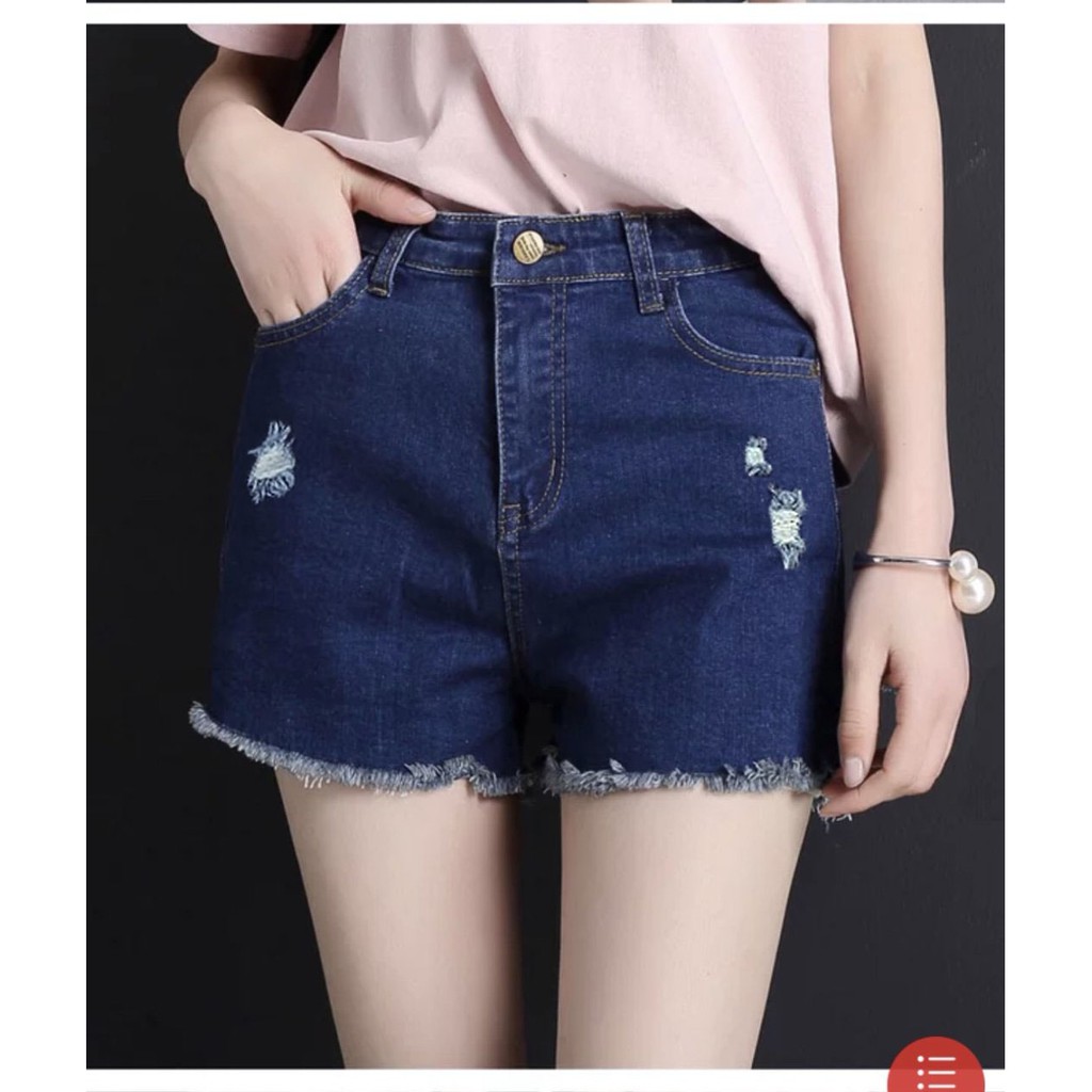 Quần short bò nữ quần đùi jean nữ ngang gối co giãn lưng cao chất bò 40-65kg