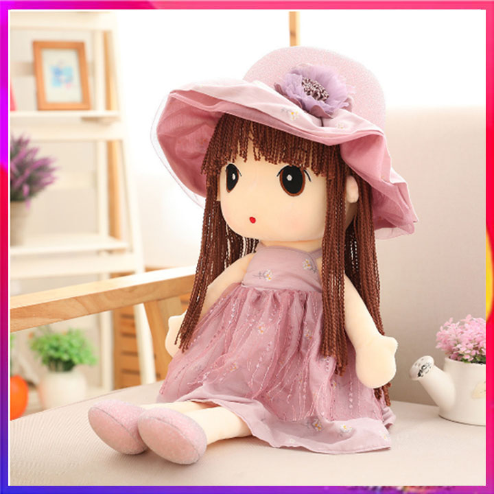 Búp Bê cô Bé Dễ Thương 45cm Mũ Hoa Hồng Chọn Màu