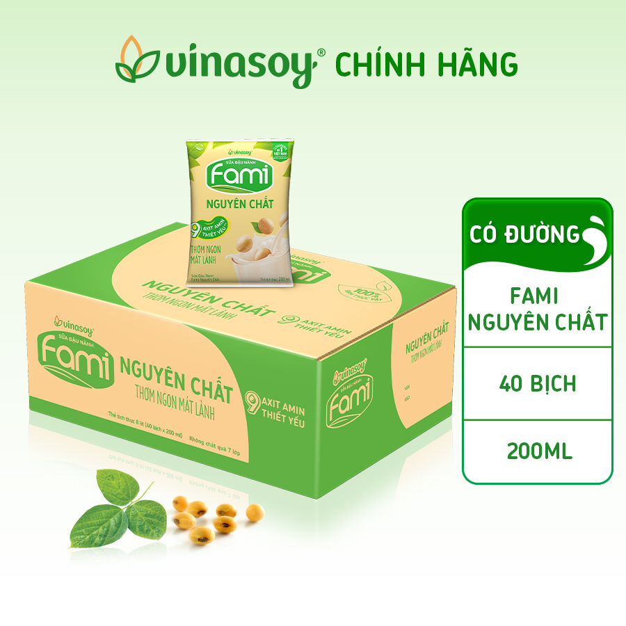 Thùng sữa đậu nành Fami Nguyên chất có đường