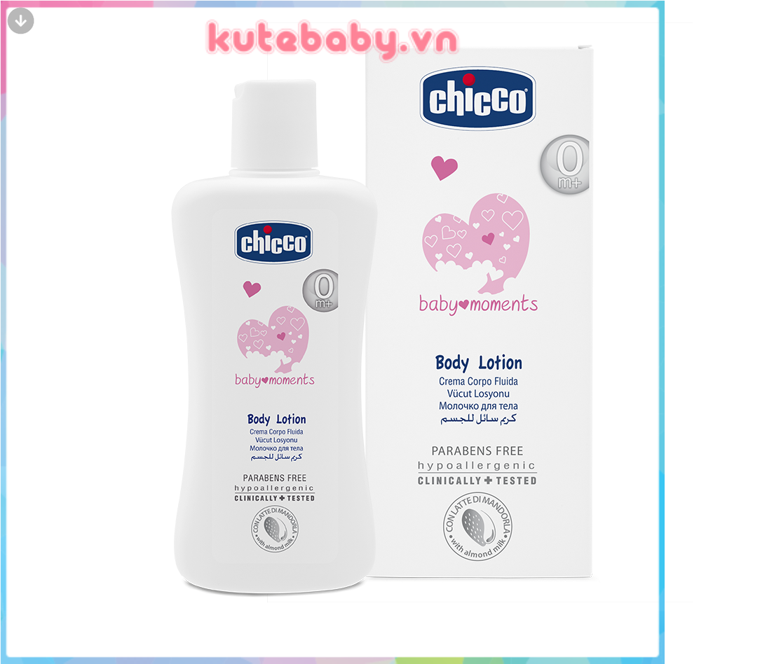 Sữa Dưỡng Thể Chiết Xuất Hạnh Nhân Chicco (200ml) - Tặng 01 ống Bón Sữa Cho Bé