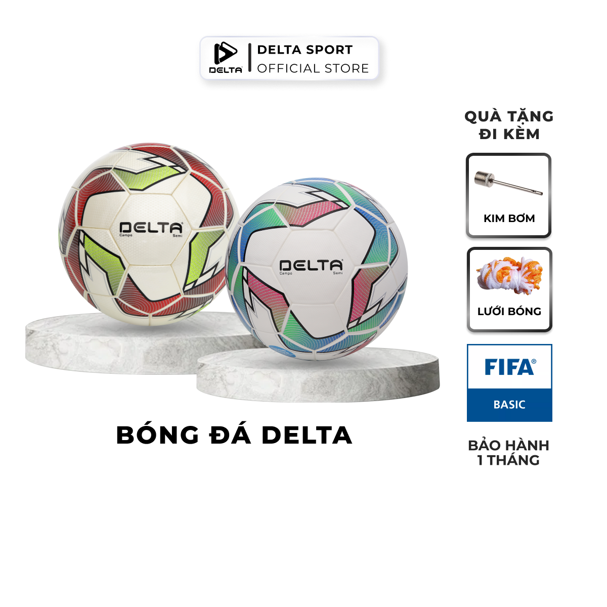 [Tặng Kim bơm & Lưới bóng] Bóng đá ngoài trời DELTA Campo Semi 5D size 5 chất liệu da PU sử dụng cho 12 tuổi trở lên, chơi trên nhiều loại sân.