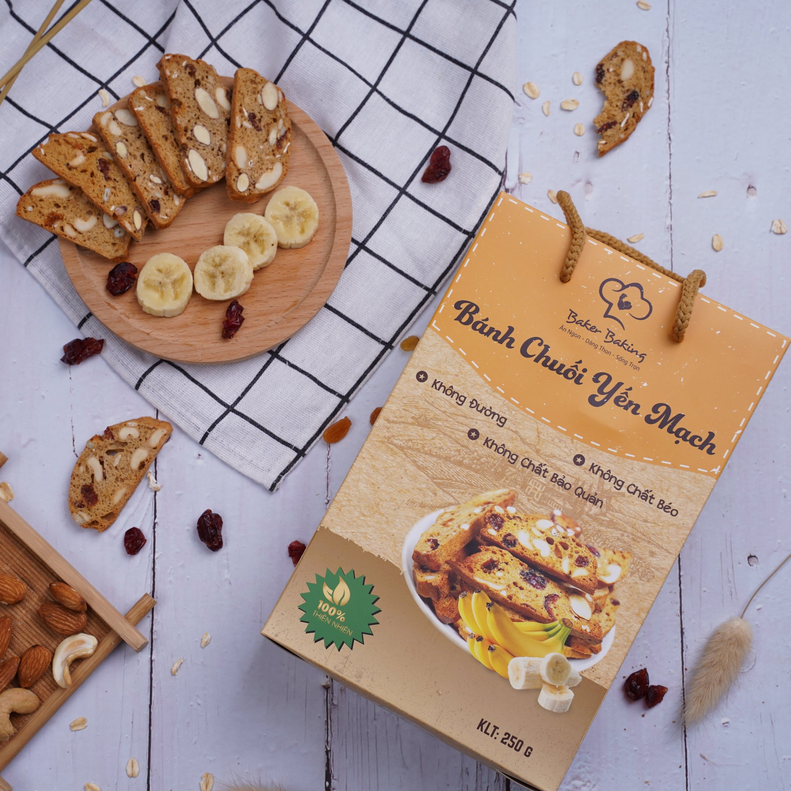 BÁNH CHUỐI YẾN MẠCH GIẢM CÂN 500GR - 100GR