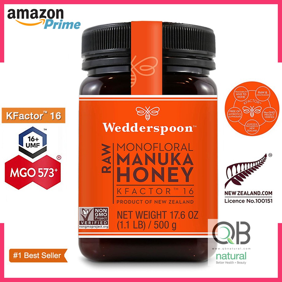Mật Ong Manuka Wedderspoon - Raw Manuka Honey - Kfactor 16/ MGO 573+ Product in Newzealand - Bestseller tại Mỹ