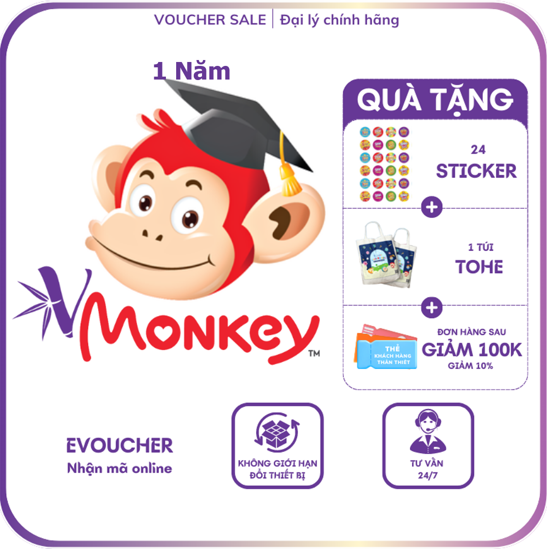 Evoucher Vmonkey 1 NĂM - Kho truyện tranh tương tác và kho sách nói khổng lồ