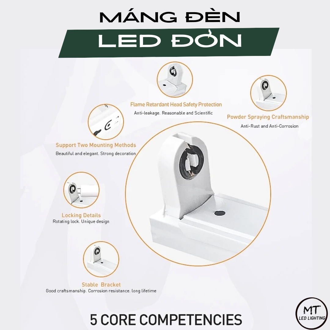 Máng đèn led đơn 6 tấc