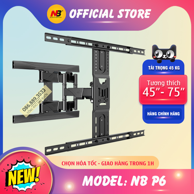 Giá Treo Tivi Xoay Đa Năng NB P6 45 - 75 Inch - Khung Treo Tivi Xoay Góc - Kéo Đẩy Dễ Dàng