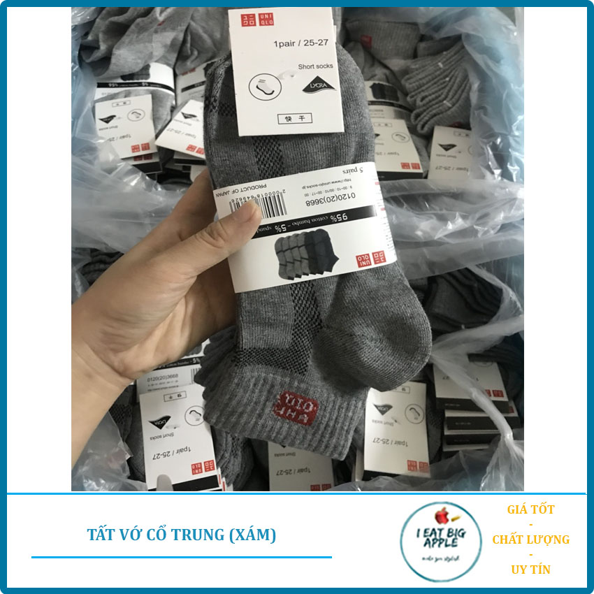 Set 5 đôi tất vớ nam cổ trung - tất vớ nam nữ, tất vớ thể thao, tất vớ khử mùi, tất vớ kháng khuẩn - ieatbigapple store
