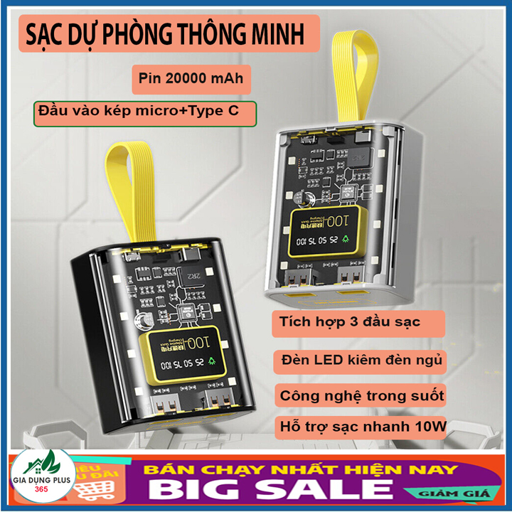 Bộ sạc pin 10w diy power bank box sạc nhanh cho pin có đèn ngủ