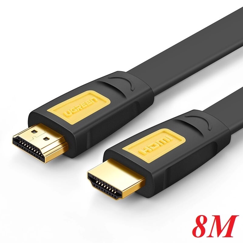 Ugreen 11182 8m màu vàng cáp tín hiệu hdmi chuẩn 1.4 hỗ trợ phân giải 4k * 2k cáp dẹt hd101