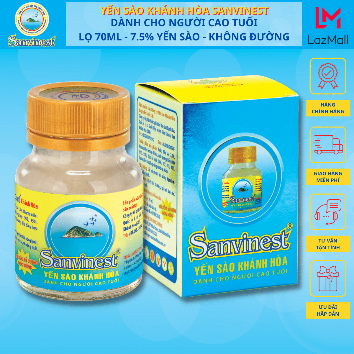ird Nest sanvinest Khánh Hòa dietrict sugar for the elderly 70 ml