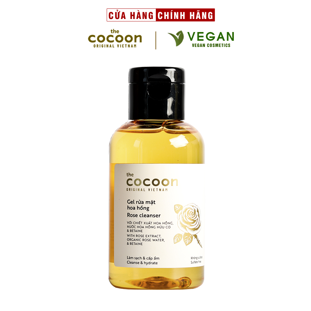 Gel rửa mặt hoa hồng cocoon 140ml làm sạch, cấp ẩm - 100% vegan - mỹ phẩm thuần chay