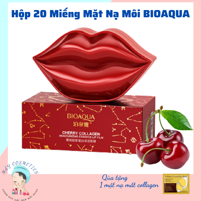Hộp 20 miếng mặt nạ môi bioaqua mặt nạ giảm thâm môi +tặng kèm mặt nạ mắt collagen