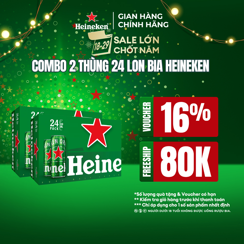  Combo 2 Thùng 24 lon bia Heineken 330ml lon 