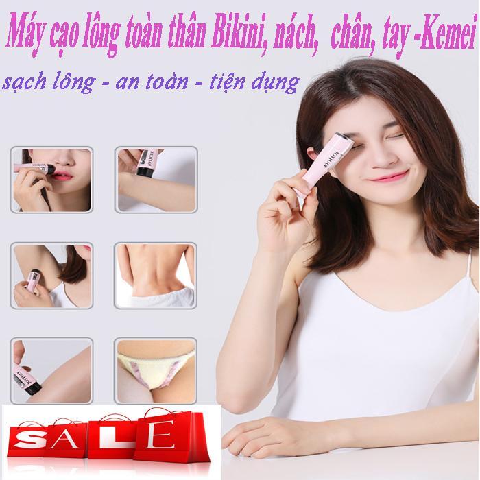 Máy Cạo Lông Nách, Triệt lông Kemei – wax lông tay, lông chân, ria mép cực sạch, không sợ đau rát giá siêu rẻ