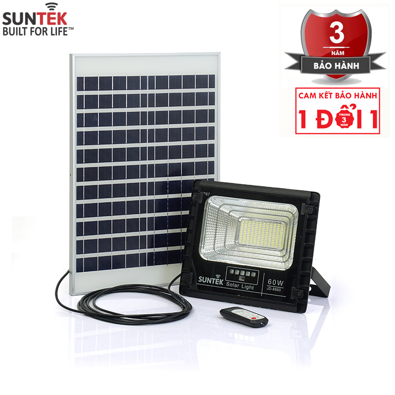 Đèn Pha Năng Lượng Mặt Trời SUNTEK LED Solar Light JD-8860 60W - Hàng Chính Hãng - Bảo hành 3 năm 1 đổi 1