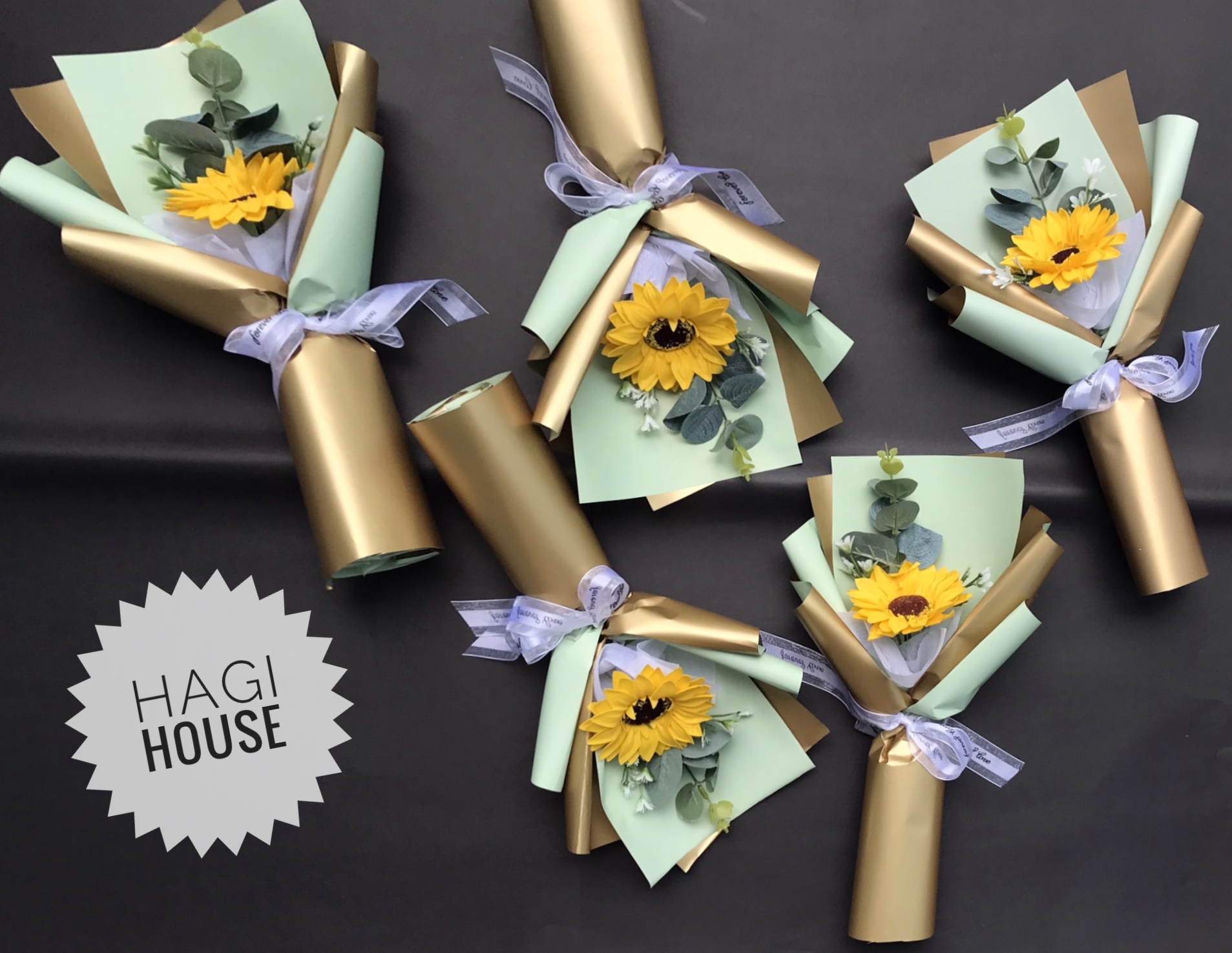 Hoa hướng dương sáp thơm bó tròn 1 bông vĩnh cửu hàng sẵn