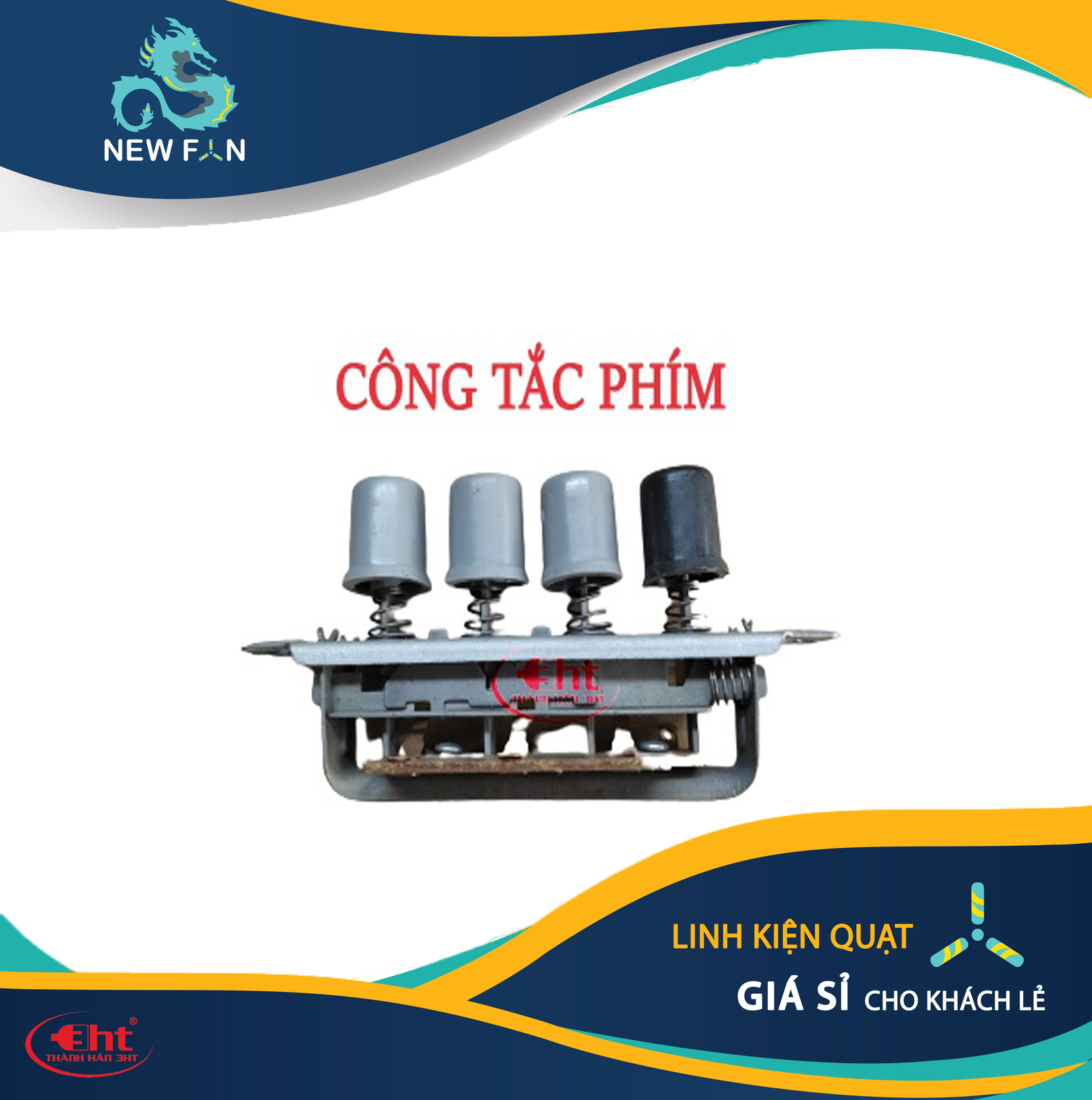 Công tắc quạt bàn 4 nút 5 nút nhấn - 3ht