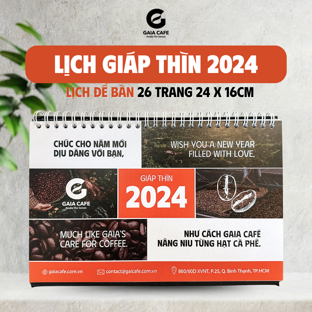 Lịch để bàn 2024 giáp thìn - gaia café