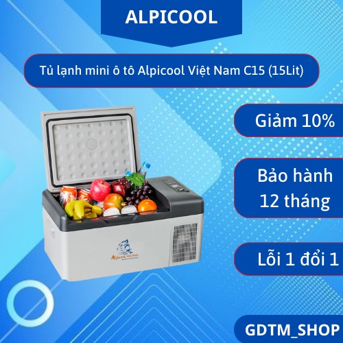 Chính hãng - Tủ lạnh mini ô tô Alpicool Việt Nam C15 - làm đá, trữ sữa, bảo quản mỹ phẩm, thực phẩm, đồ uống