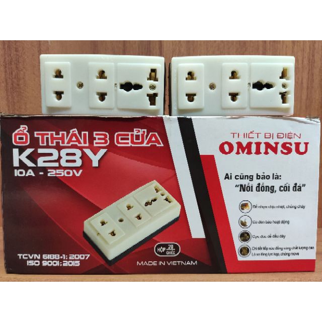 Ổ thái 3 cửa k28y chống cháy ominsu