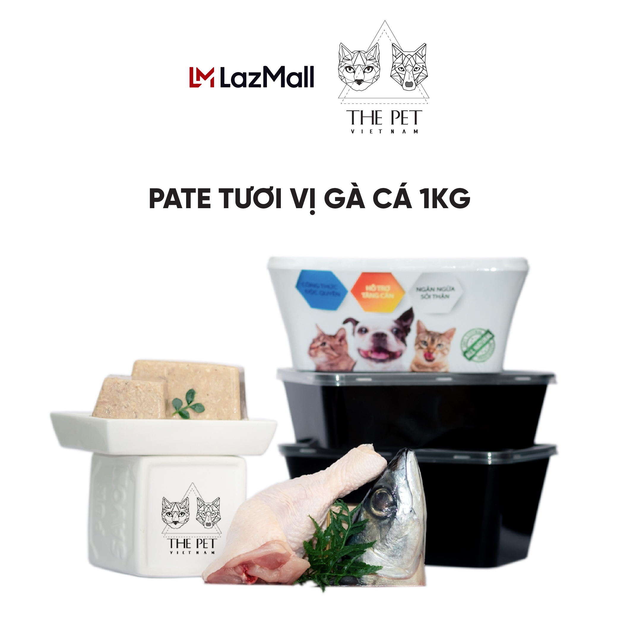 Pate tươi vị gà cá thepetvn - thức ăn tươi cho chó mèo - 1kg