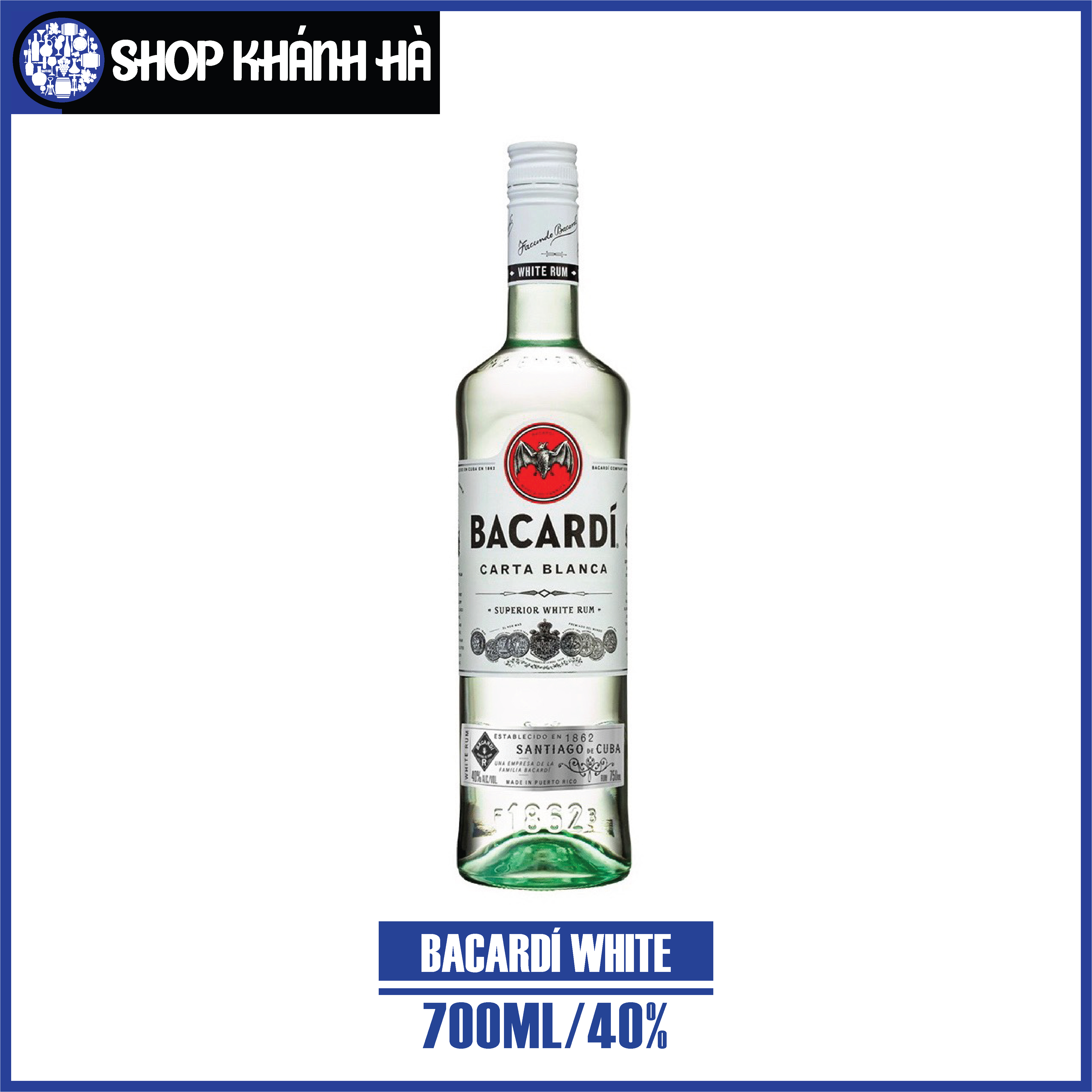 Bacardi white rum - chai/700ml - 40