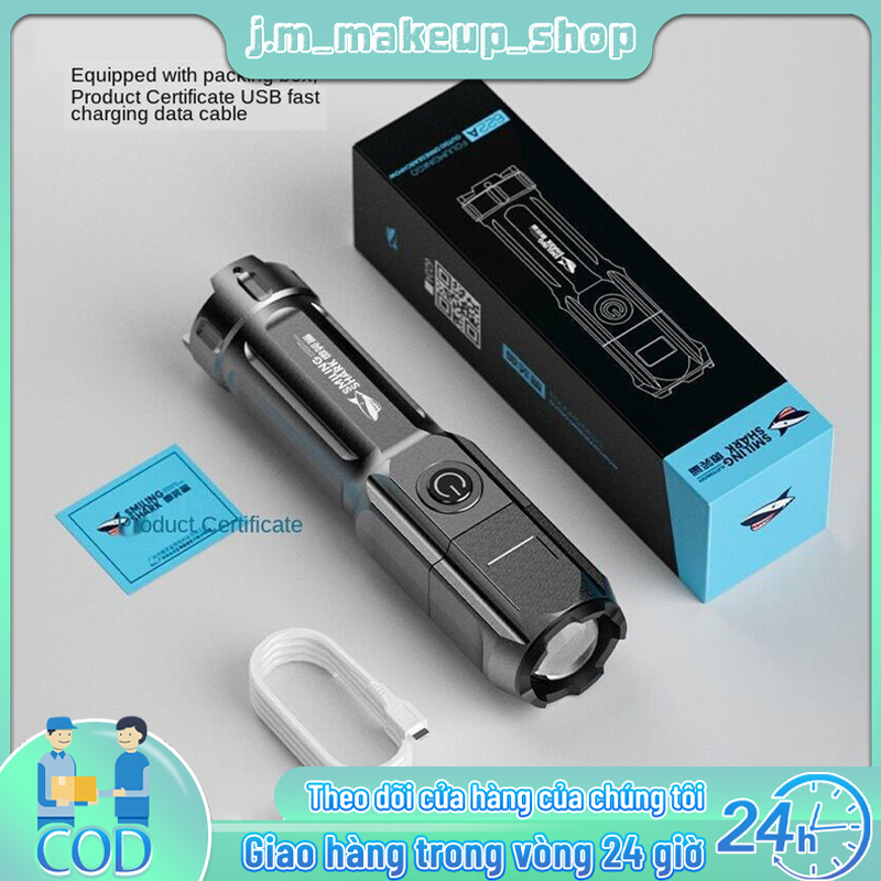 LED zoom strong light flashlight super bright high power long-distance USB rechargeable small portable durable household outdoor light