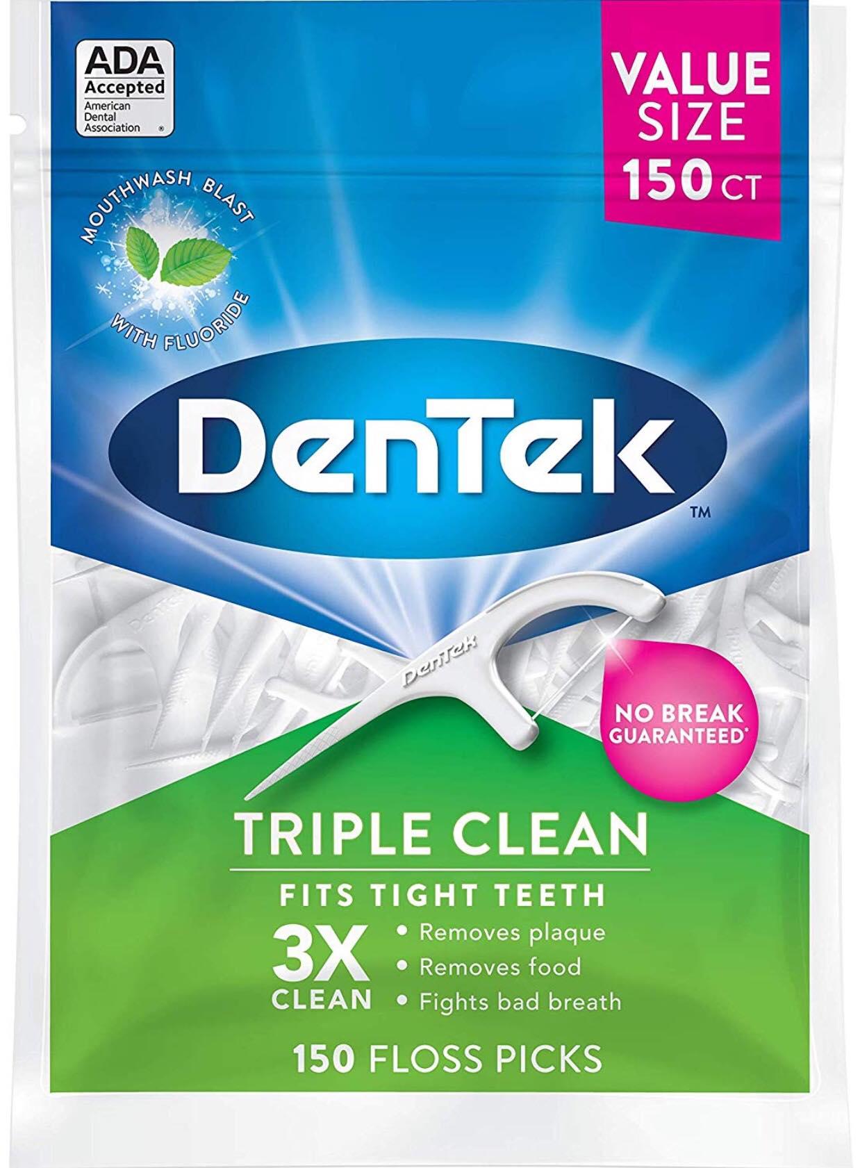 Tăm chỉ nha khoa Dentek Triple Clean Floss Picks - 150 cái