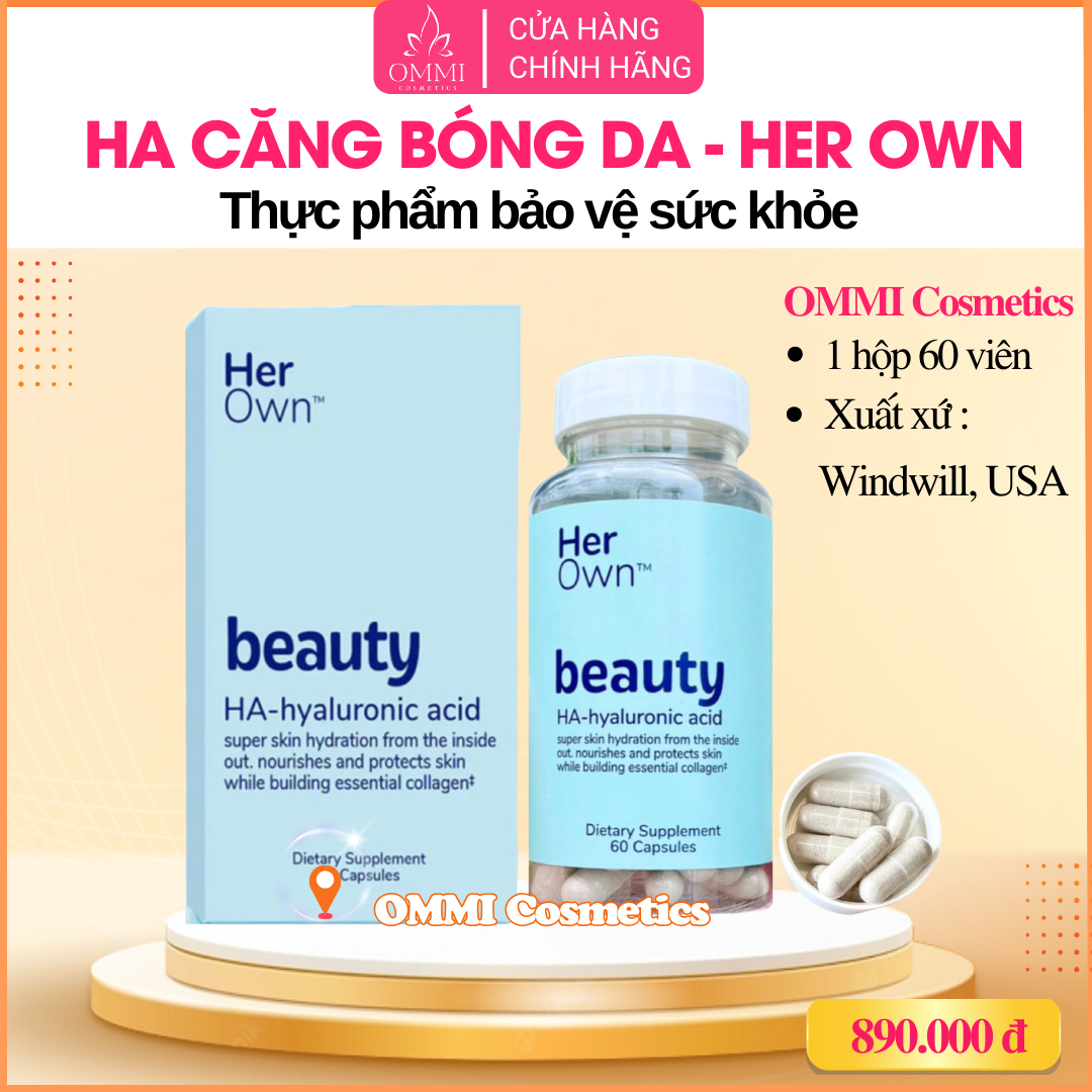 Thực phẩm bảo vệ sức khỏe - HA cấp nước căng bóng da HER OWN Beauty - WINDMILL, USA (60 viên)