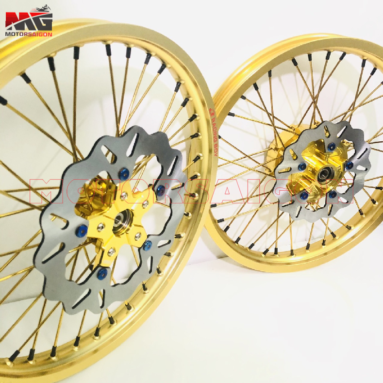 [HCM]Bộ Bánh Căm Xe máy EXCITER 135/150 Nhập Khẩu Cao Cấp_Hình Thực tế_Màu Vàng Gold_Motorsaigon