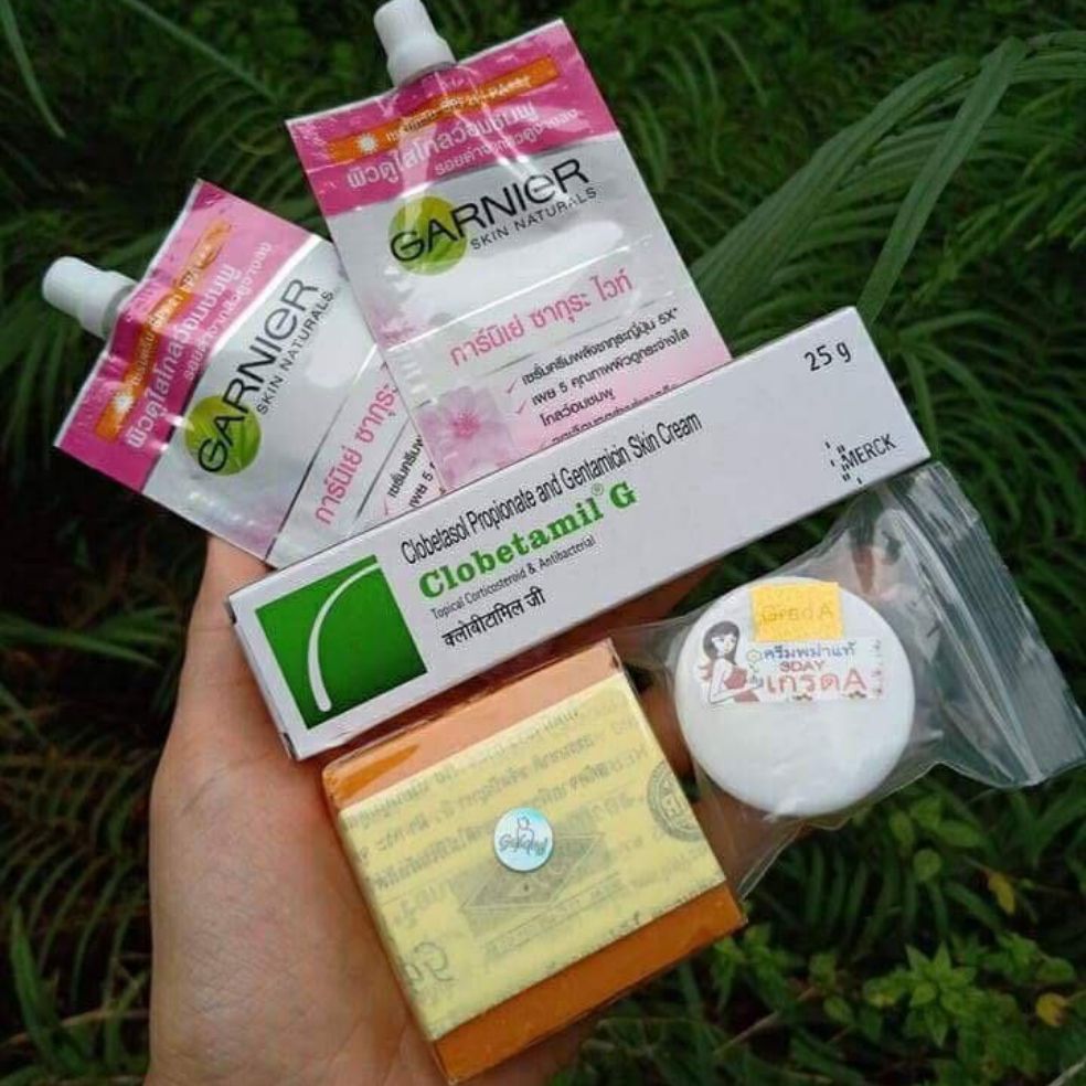 Bộ 5 món KEM NÁM tàn nhang clobetamil garnier thái lan