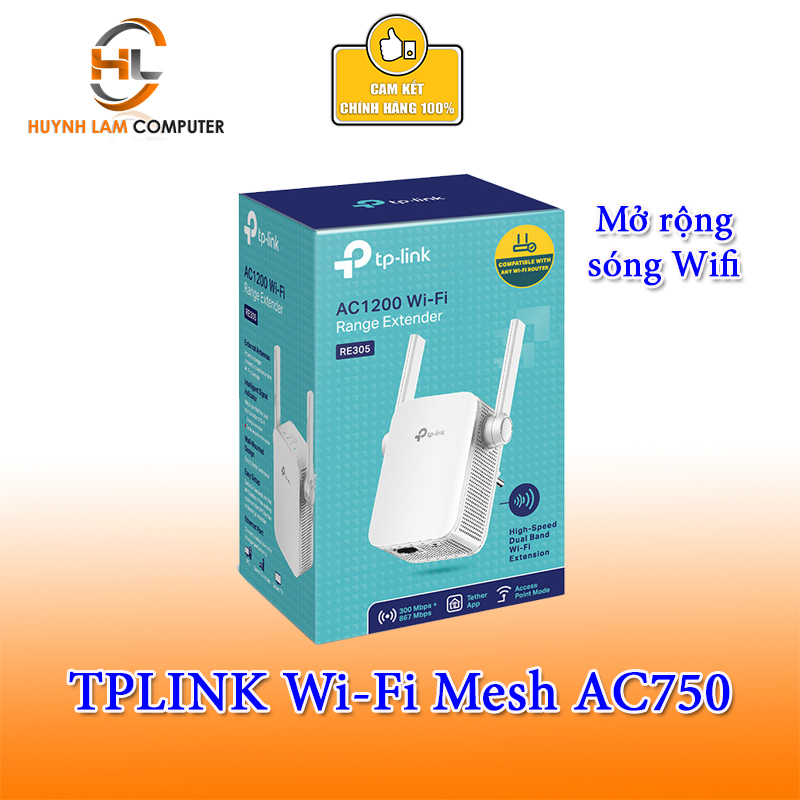 Bộ mở rộng sóng Wifi Tplink RE305 Mesh AC1200 Băng tần kép 2.4Ghz & 5Ghz
