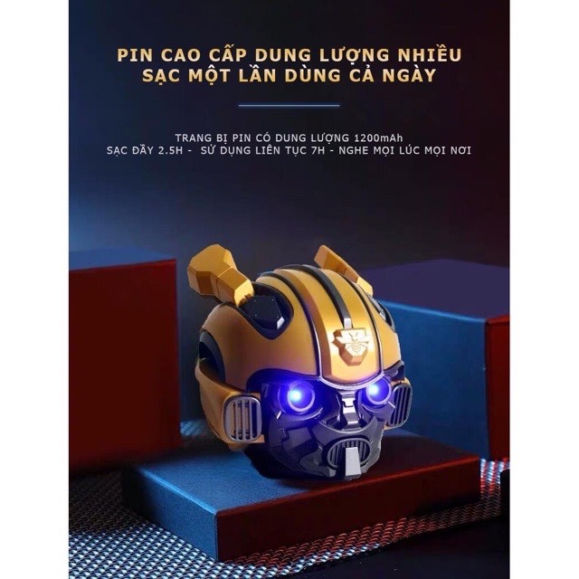 Loa Bluetooth Bumblebee transformer Siêu Bass Mắt Có đèn Led xanh, loa bumble,loa