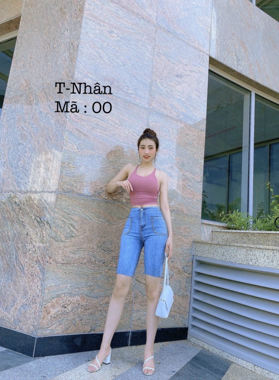 [HCM]quần jean lửng lưng cao túi trước vuông vải co giãn mạnh bao chất m43453