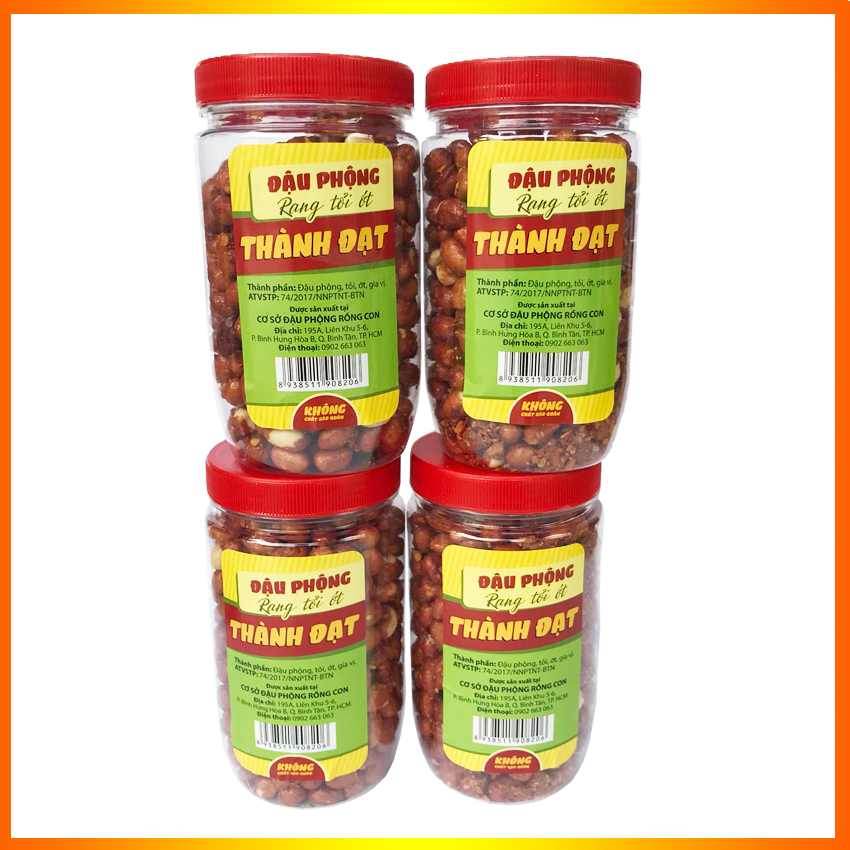 4 Hủ Đậu Phộng Rang Tỏi Ớt  (Hủ 210Gram) thương hiệu THÀNH ĐẠT - Đồ ăn vặt