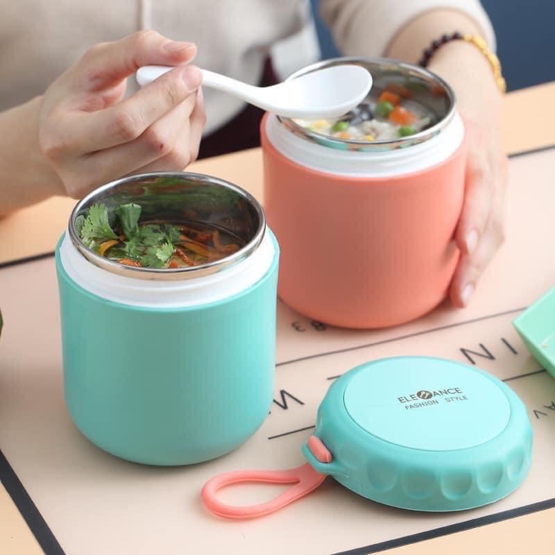 Bình ủ cháo elefance có quai dung tích 500ml chất liệu inox 304 không gỉ an toàn cho sức khỏe
