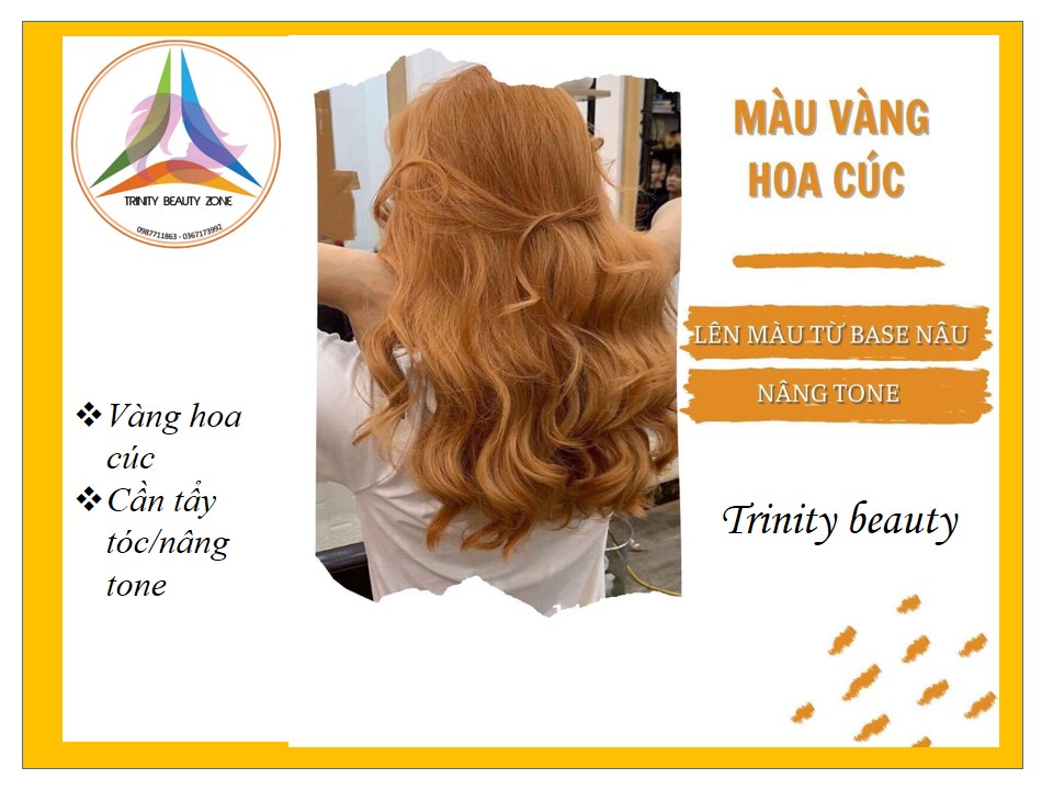 Thuốc nhuộm tóc hàn màu VÀNG HOA CÚC tặng kèm oxy+lược+gang tay