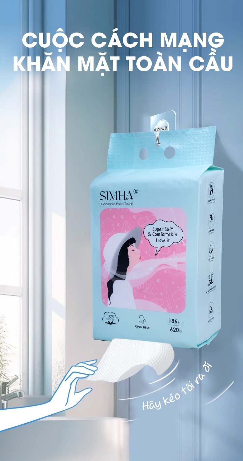 Khăn mặt dùng 1 lần , khăn rút simha vệ sinh tiện lợi